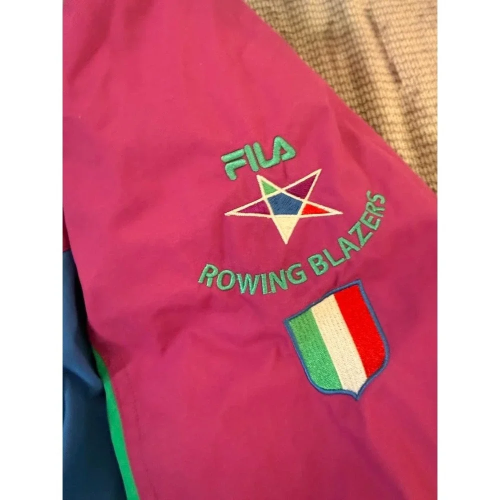 Fila x Rowing Blazers Colorblock Puffer Jacket Blue Green Magenta Mens XL